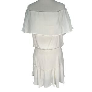 Revolve Krisa Off the Shoulder Ruffle Dress In Rio Off White NWT Size Large